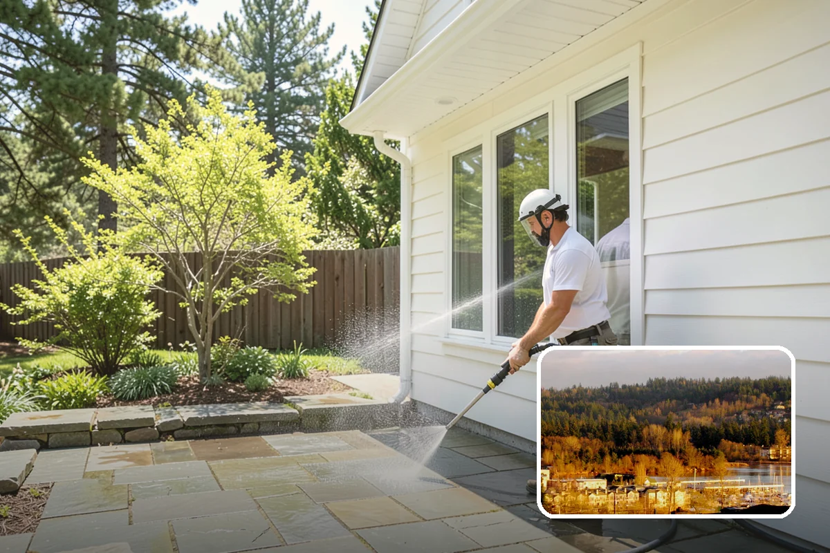 Gutter Cleaning in Kenmore, King County, WA - Clears fir needles, moss, and leaves from the troughs