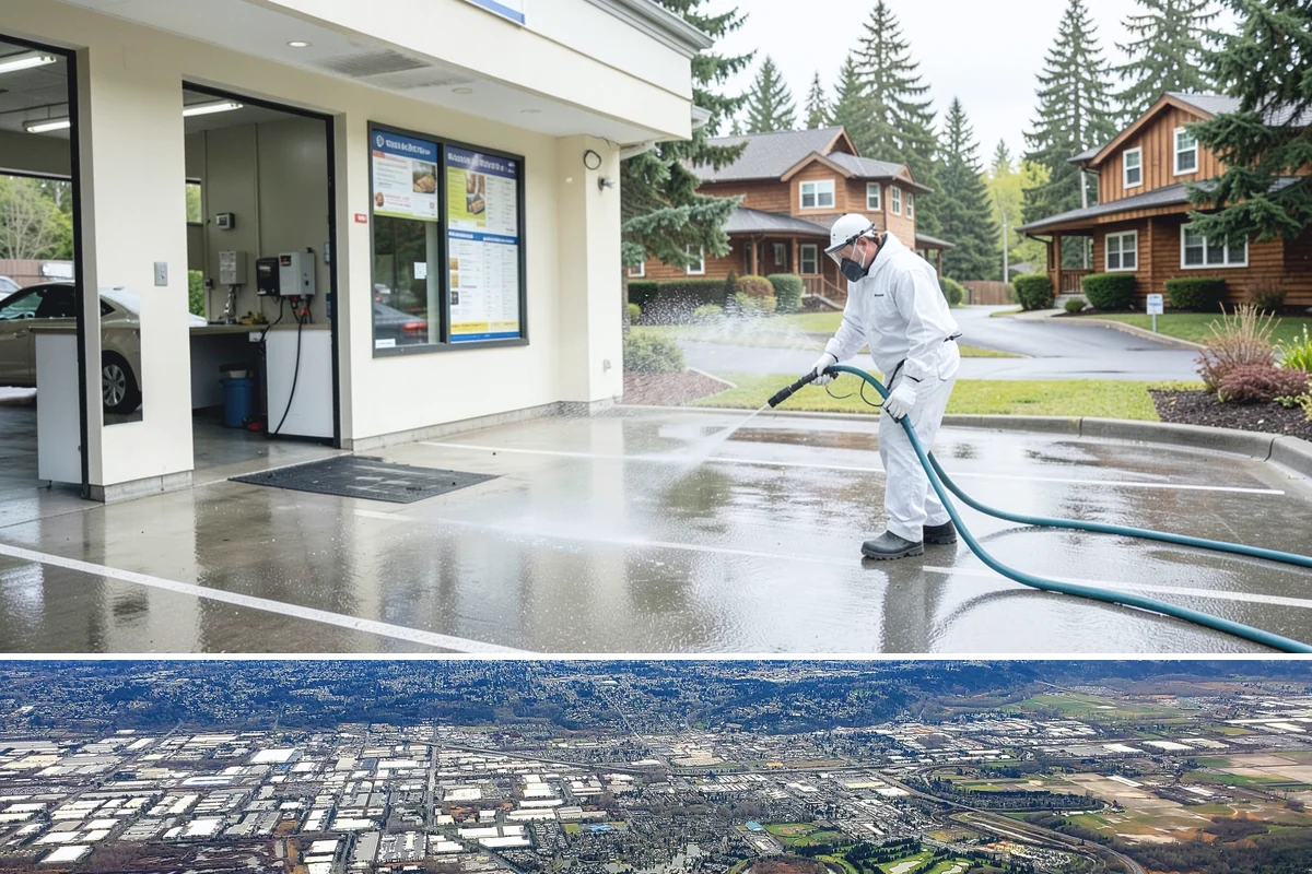 Gutter Cleaning in Kent, King County, WA - Clean gutters in late fall after the leaves drop and again in spring to catch needle buildup, the two heaviest seasons.