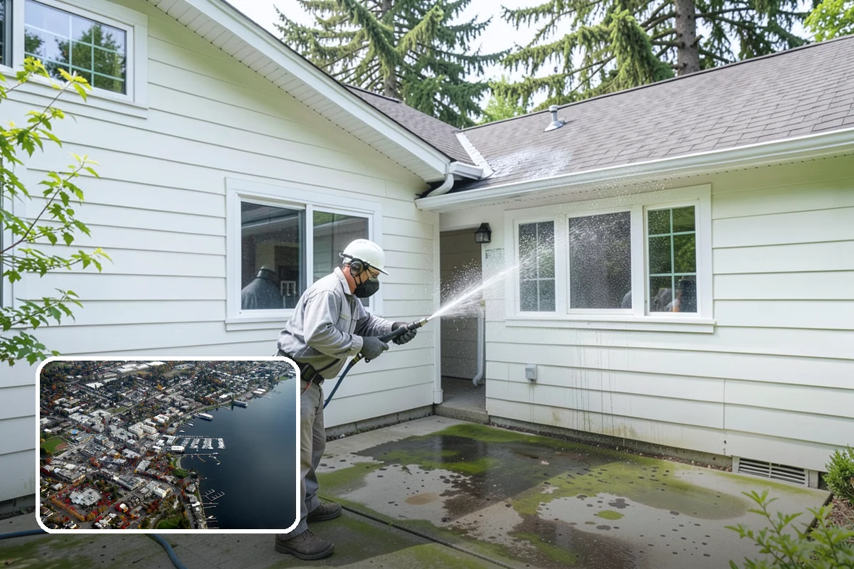 Gutter Cleaning in Kirkland, King County, WA - Clears fir needles, moss, and leaves from the troughs