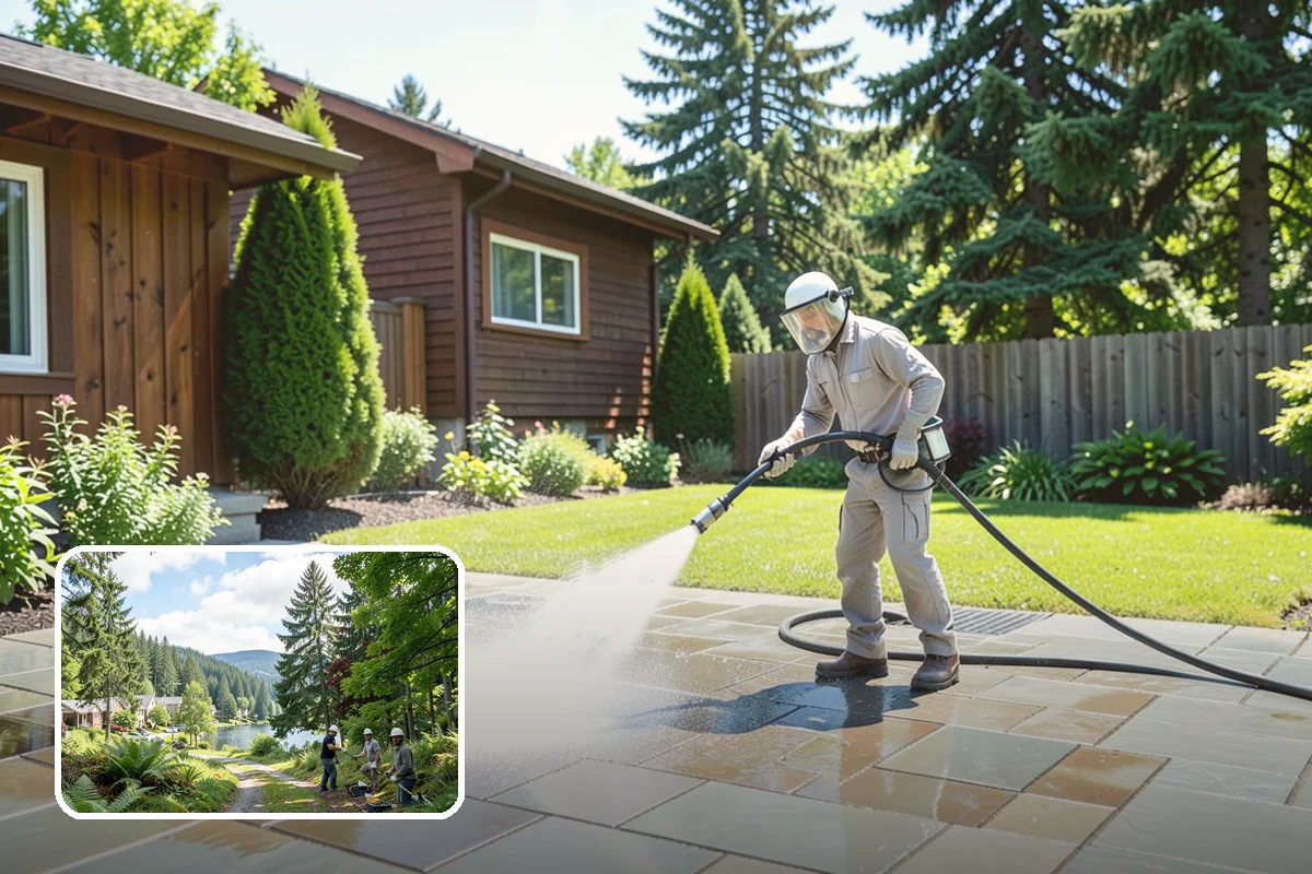 Gutter Cleaning in Lake Forest Park, King County, WA - Clears fir needles, moss, and leaves from the troughs