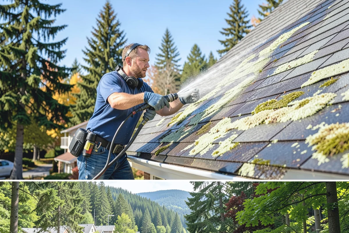 Gutter Cleaning in Lake Forest Park, King County, WA - Clean gutters in late fall after the leaves drop and again in spring to catch needle buildup, the two heaviest seasons.