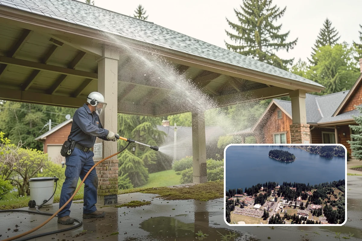Gutter Cleaning in Lakewood, Pierce County, WA - Clears fir needles, moss, and leaves from the troughs