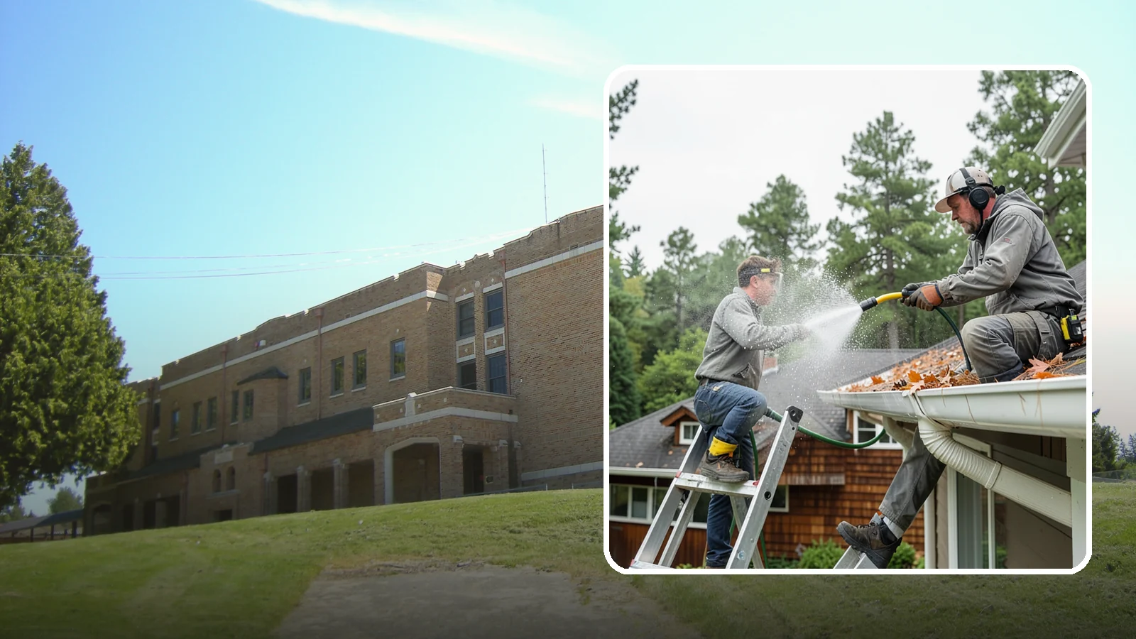 Gutter Cleaning in Maple Valley, King County, WA - Full clean-out of gutters clogged with the fir needles, moss, and maple leaves that fill Northwest troughs every season.