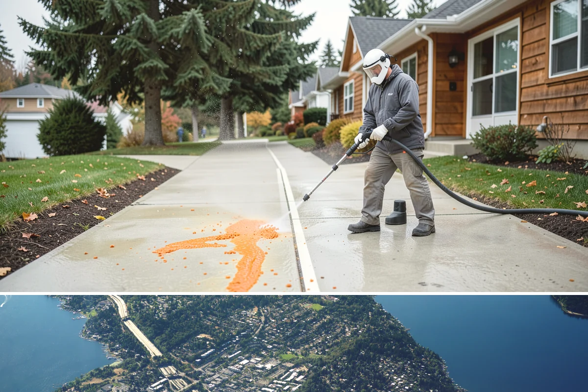 Gutter Cleaning in Mercer Island, King County, WA - Clean gutters in late fall after the leaves drop and again in spring to catch needle buildup, the two heaviest seasons.