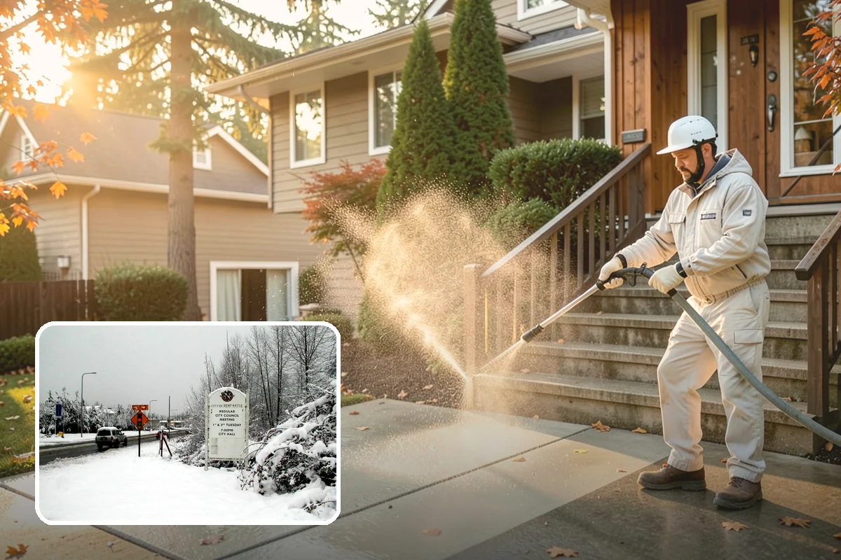 Gutter Cleaning in Newcastle, King County, WA - Clears fir needles, moss, and leaves from the troughs