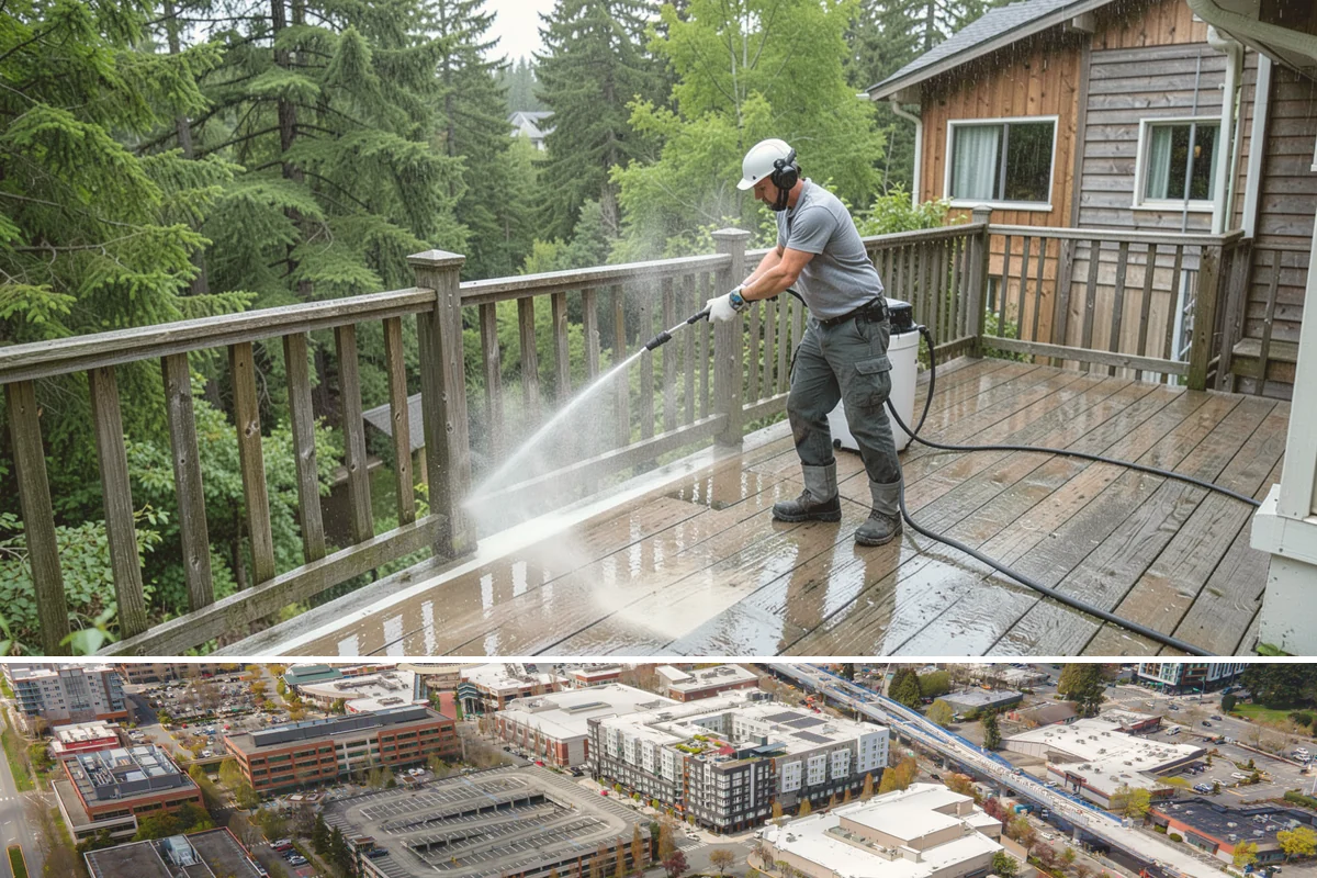 Gutter Cleaning in Redmond, King County, WA - Clean gutters in late fall after the leaves drop and again in spring to catch needle buildup, the two heaviest seasons.