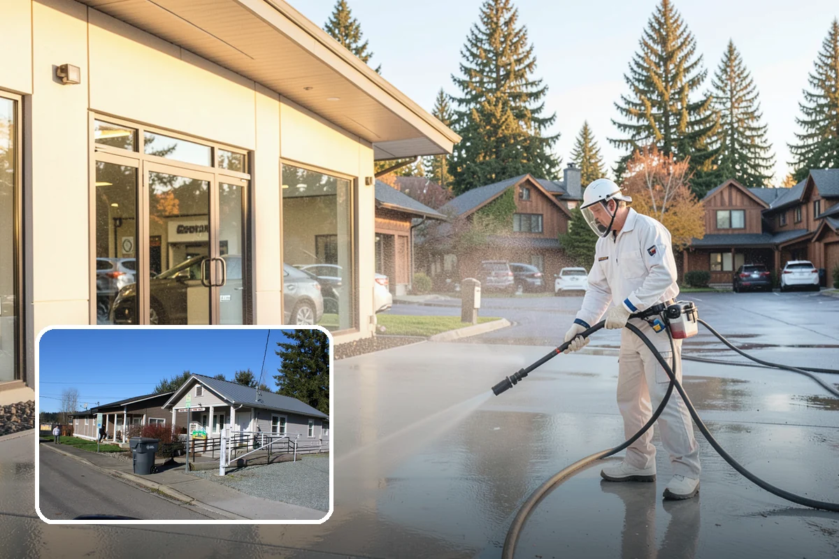 Gutter Cleaning in South Prairie, Pierce County, WA - Clears fir needles, moss, and leaves from the troughs