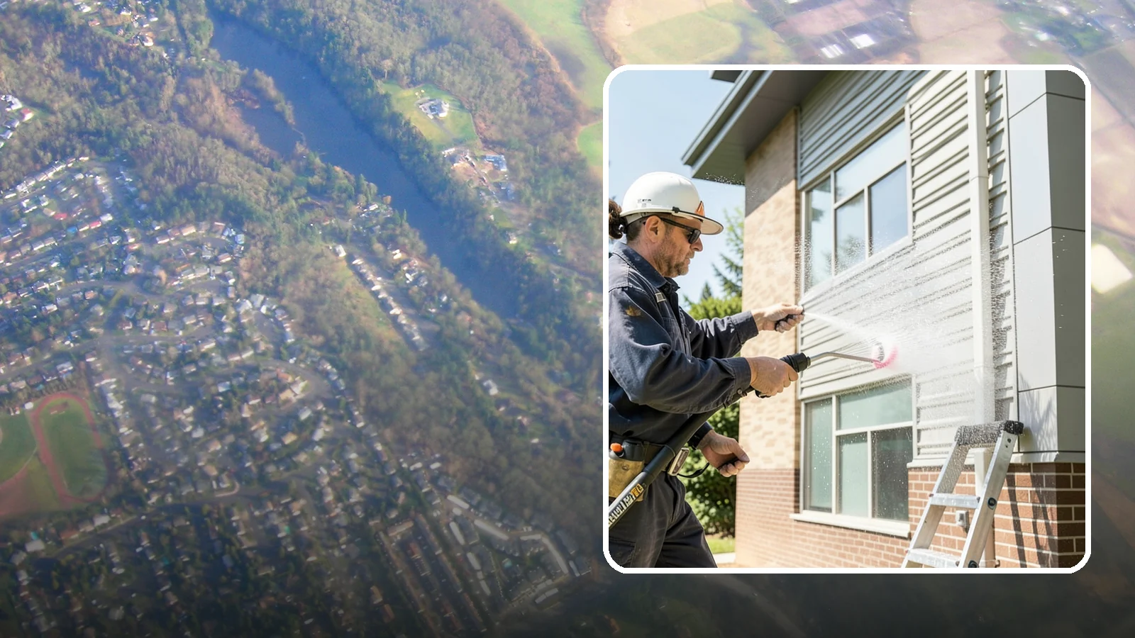 Gutter Face Cleaning in Algona, King County, WA - Straightforward cleaning of the visible gutter faces to clear grime, cobwebs, and organic film.