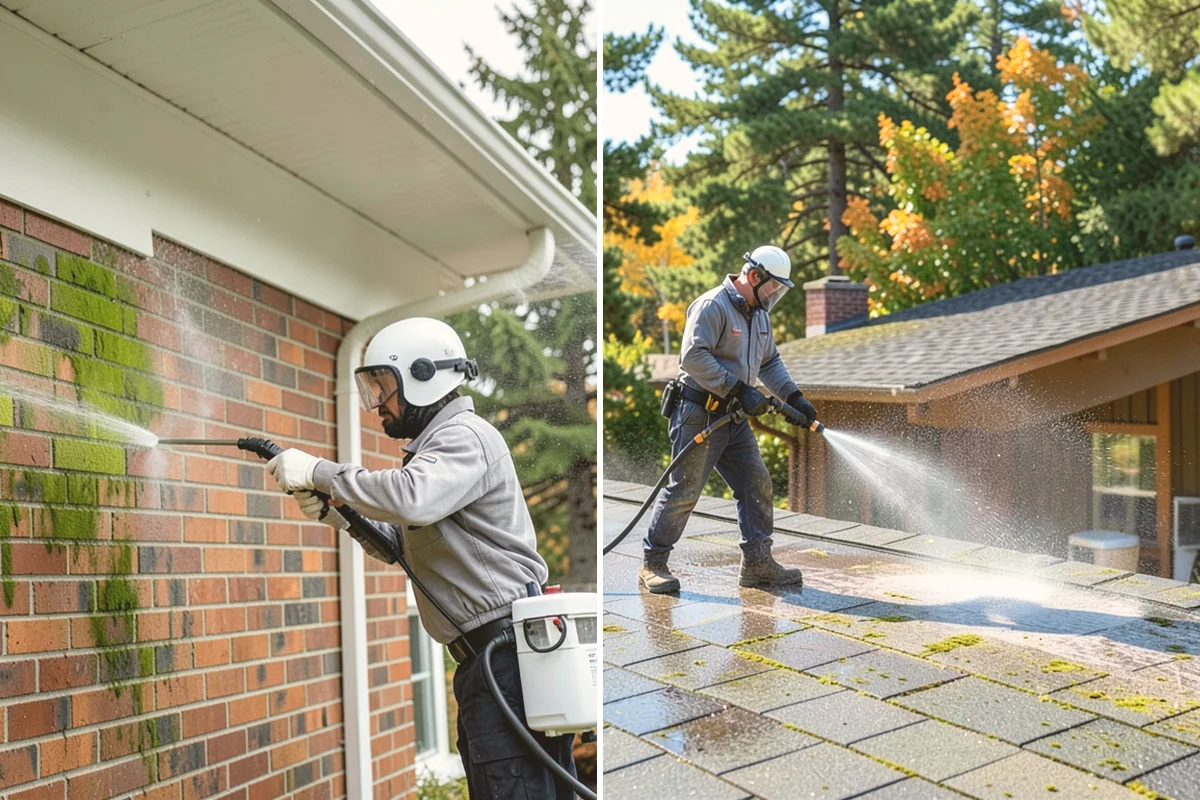 Gutter Face Cleaning in Algona, King County, WA - Rinse the faces to knock down loose grime