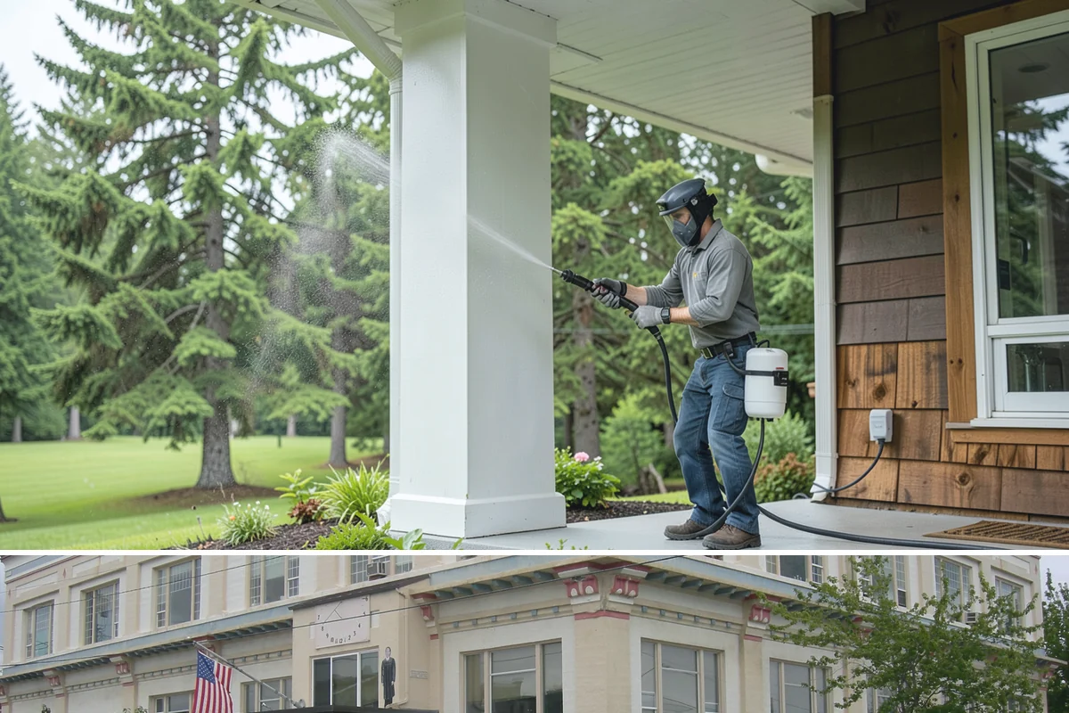 Gutter Face Cleaning in Anacortes, Skagit County, WA - A spring face cleaning clears off the winter's accumulated film and pollen ahead of summer.