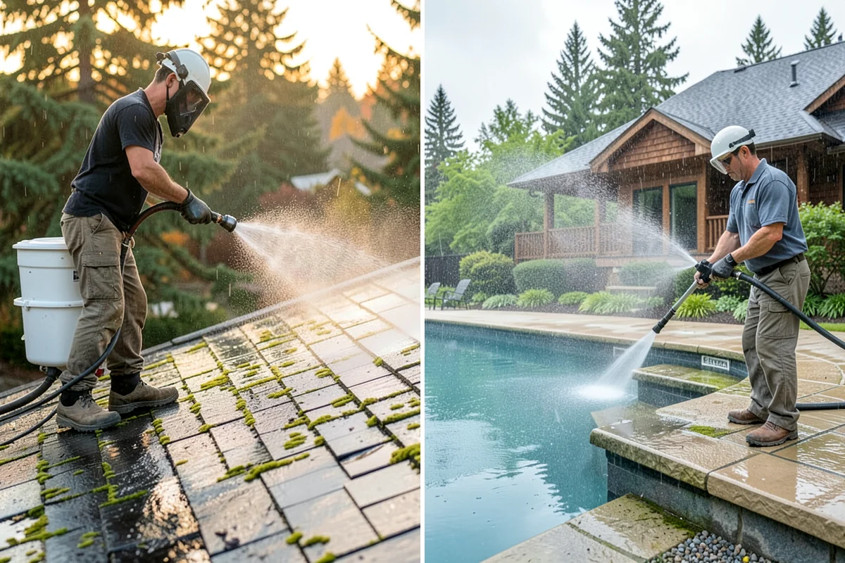 Gutter Face Cleaning in Arlington, Snohomish County, WA - Rinse the faces to knock down loose grime