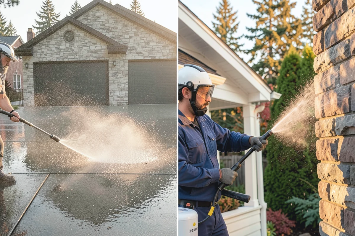 Gutter Face Cleaning in Beaux Arts Village, King County, WA - Rinse the faces to knock down loose grime