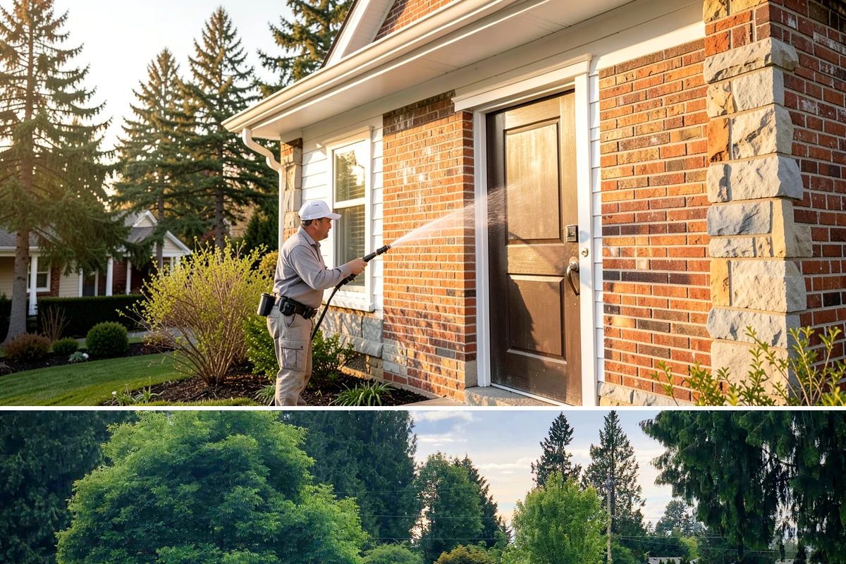 Gutter Face Cleaning in Bonney Lake, Pierce County, WA - A spring face cleaning clears off the winter's accumulated film and pollen ahead of summer.