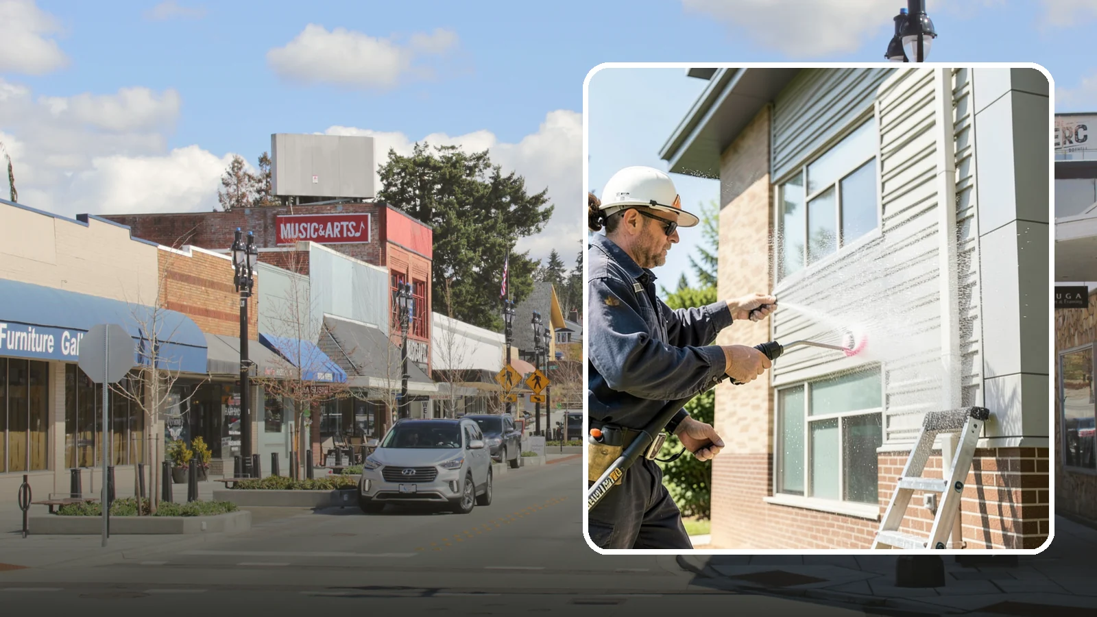 Gutter Face Cleaning in Bothell, King County, WA - Straightforward cleaning of the visible gutter faces to clear grime, cobwebs, and organic film.