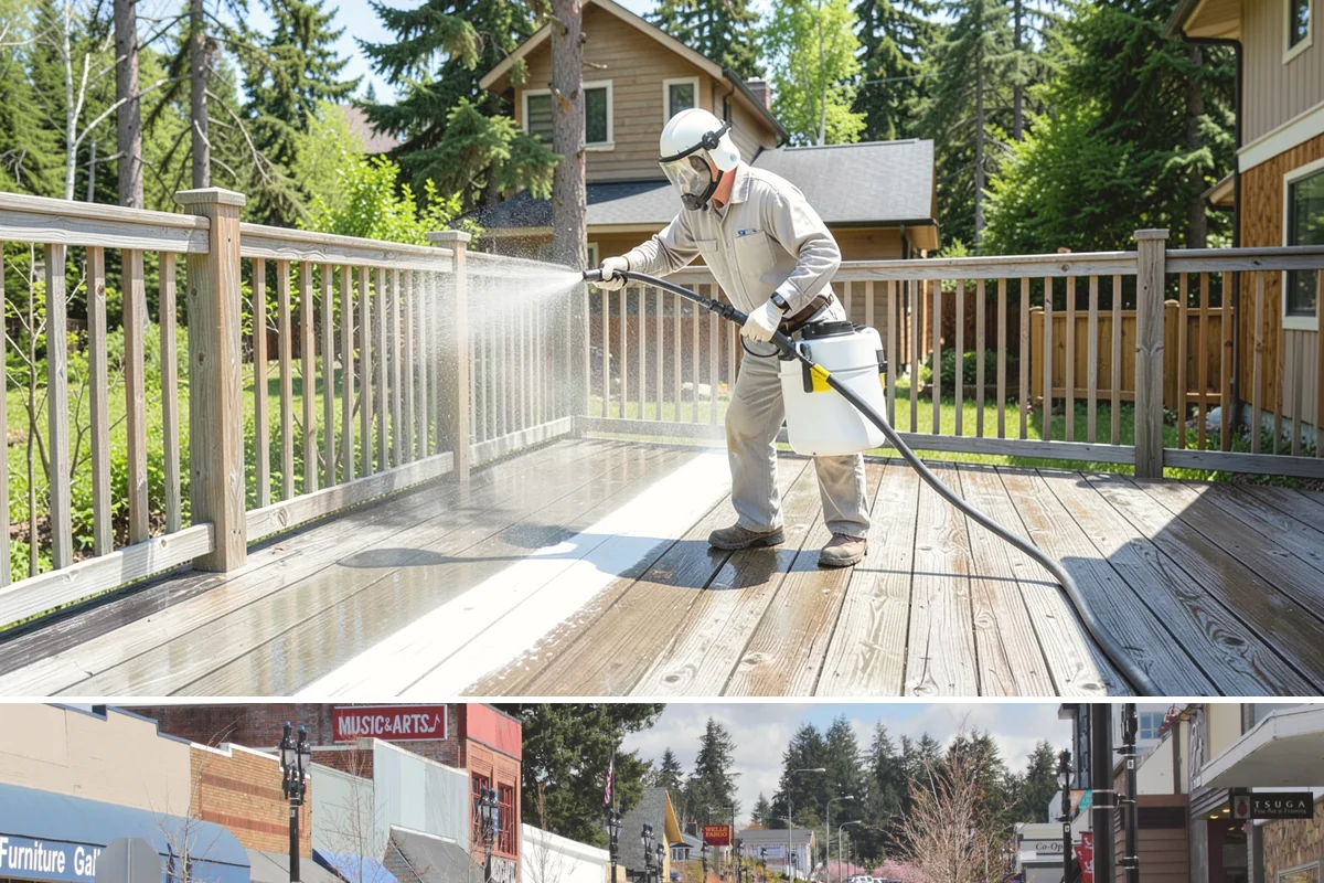 Gutter Face Cleaning in Bothell, King County, WA - A spring face cleaning clears off the winter's accumulated film and pollen ahead of summer.