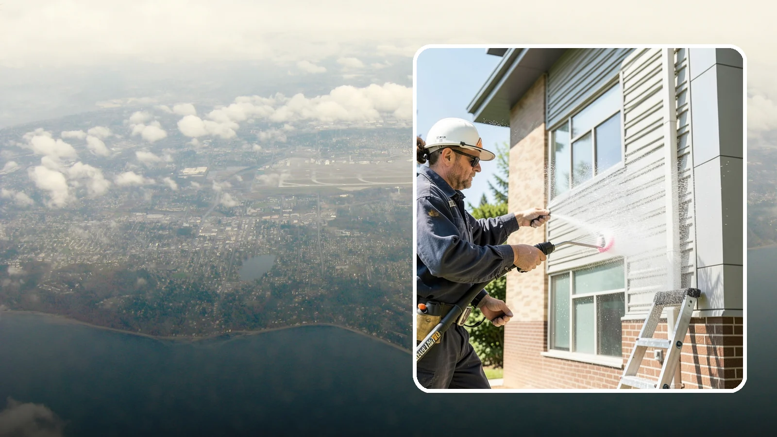 Gutter Face Cleaning in Burien, King County, WA - Straightforward cleaning of the visible gutter faces to clear grime, cobwebs, and organic film.