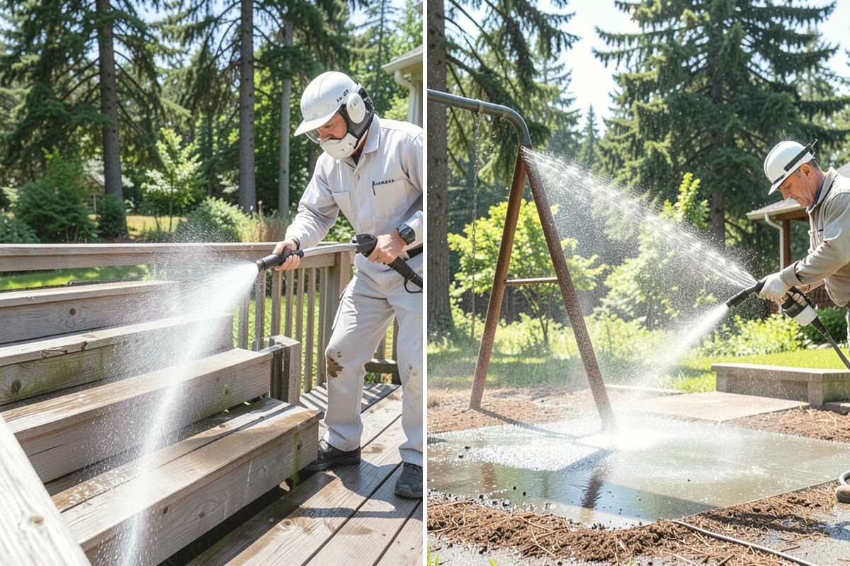 Gutter Face Cleaning in Burien, King County, WA - Rinse the faces to knock down loose grime