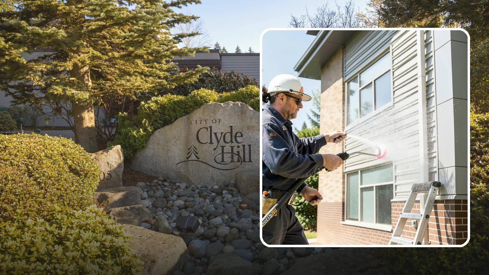 Gutter Face Cleaning in Clyde Hill, King County, WA - Straightforward cleaning of the visible gutter faces to clear grime, cobwebs, and organic film.