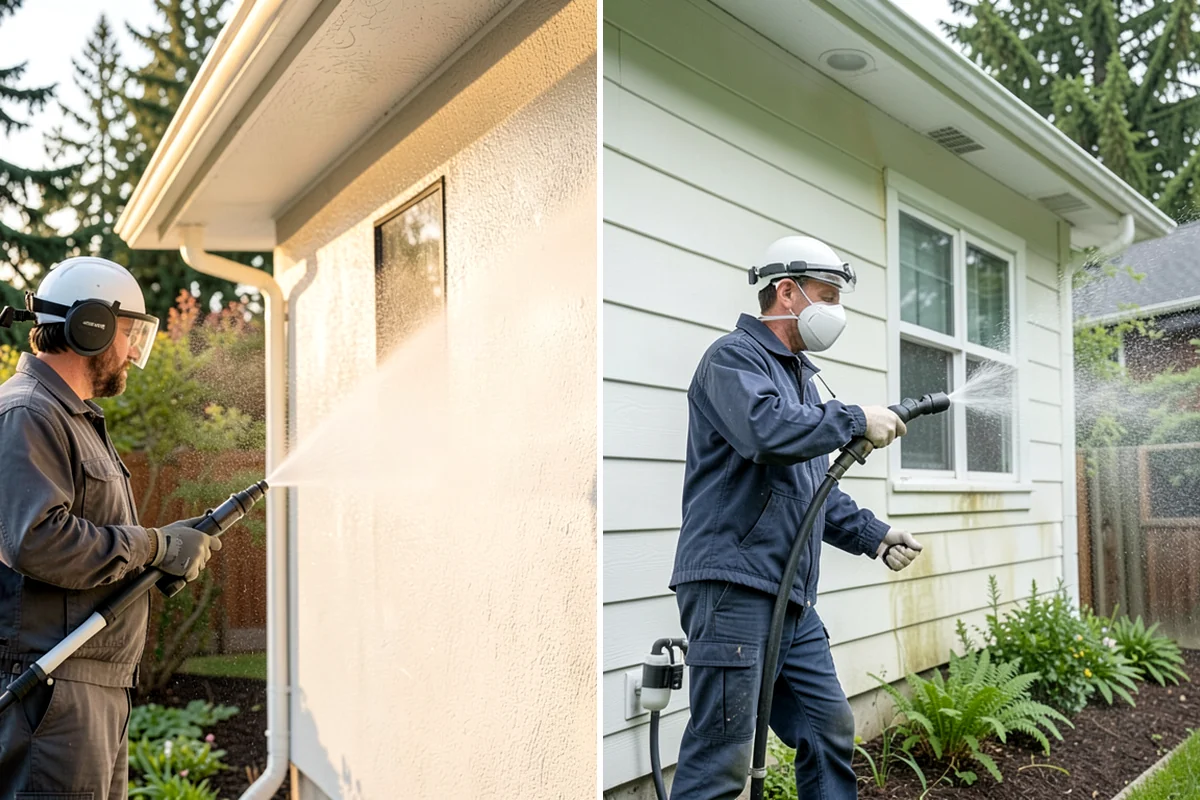 Gutter Face Cleaning in Concrete, Skagit County, WA - Rinse the faces to knock down loose grime
