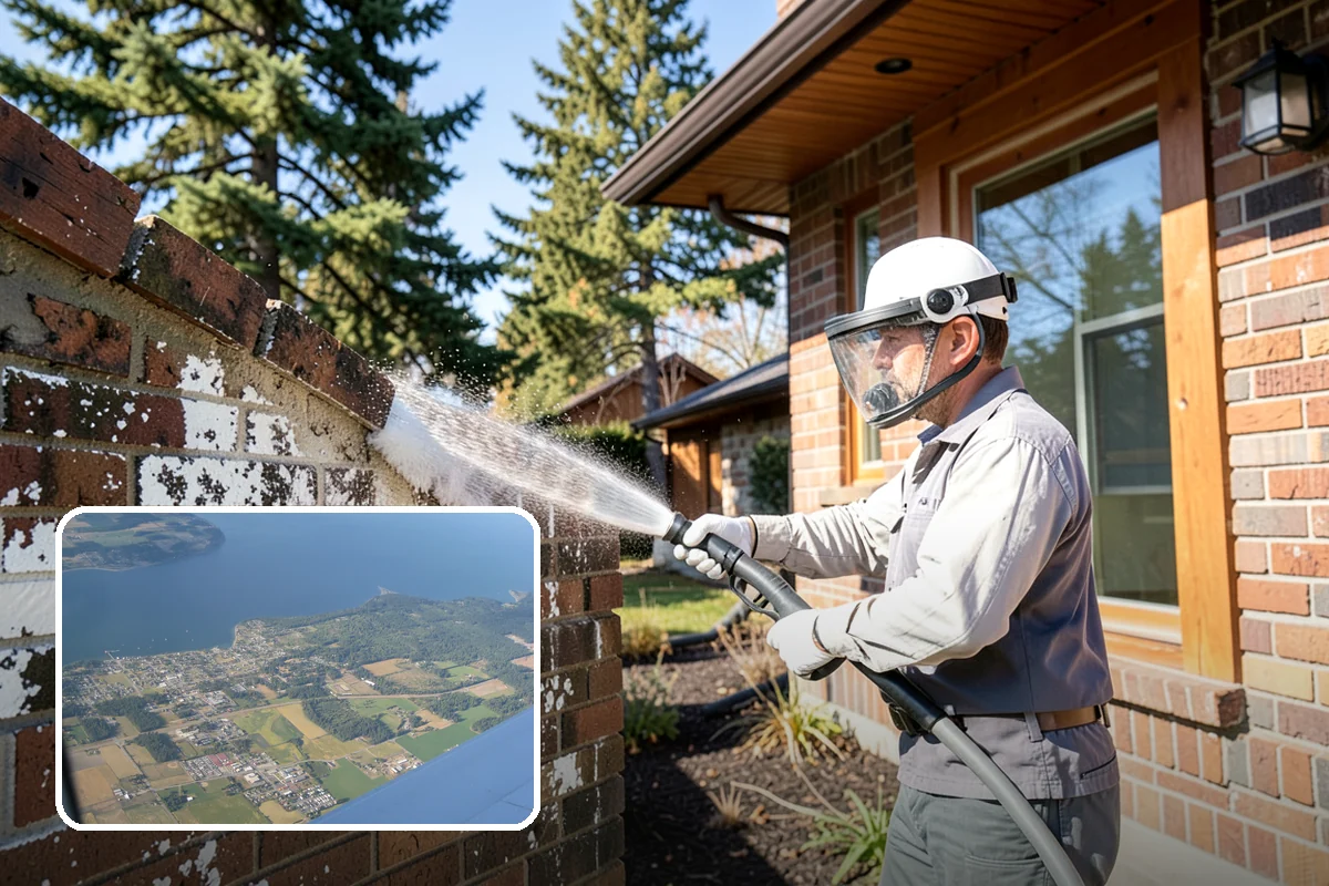 Gutter Face Cleaning in Coupeville, Island County, WA - Clears everyday grime, pollen, and green film from the faces