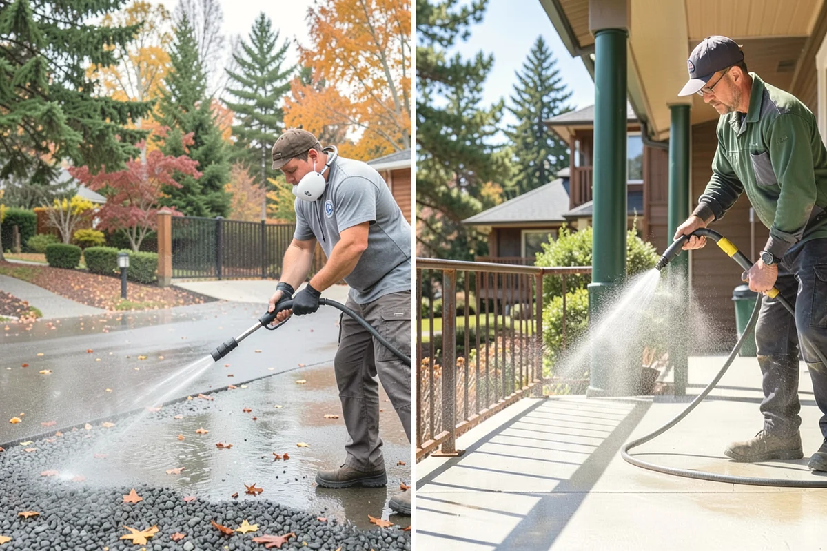 Gutter Face Cleaning in Covington, King County, WA - Rinse the faces to knock down loose grime