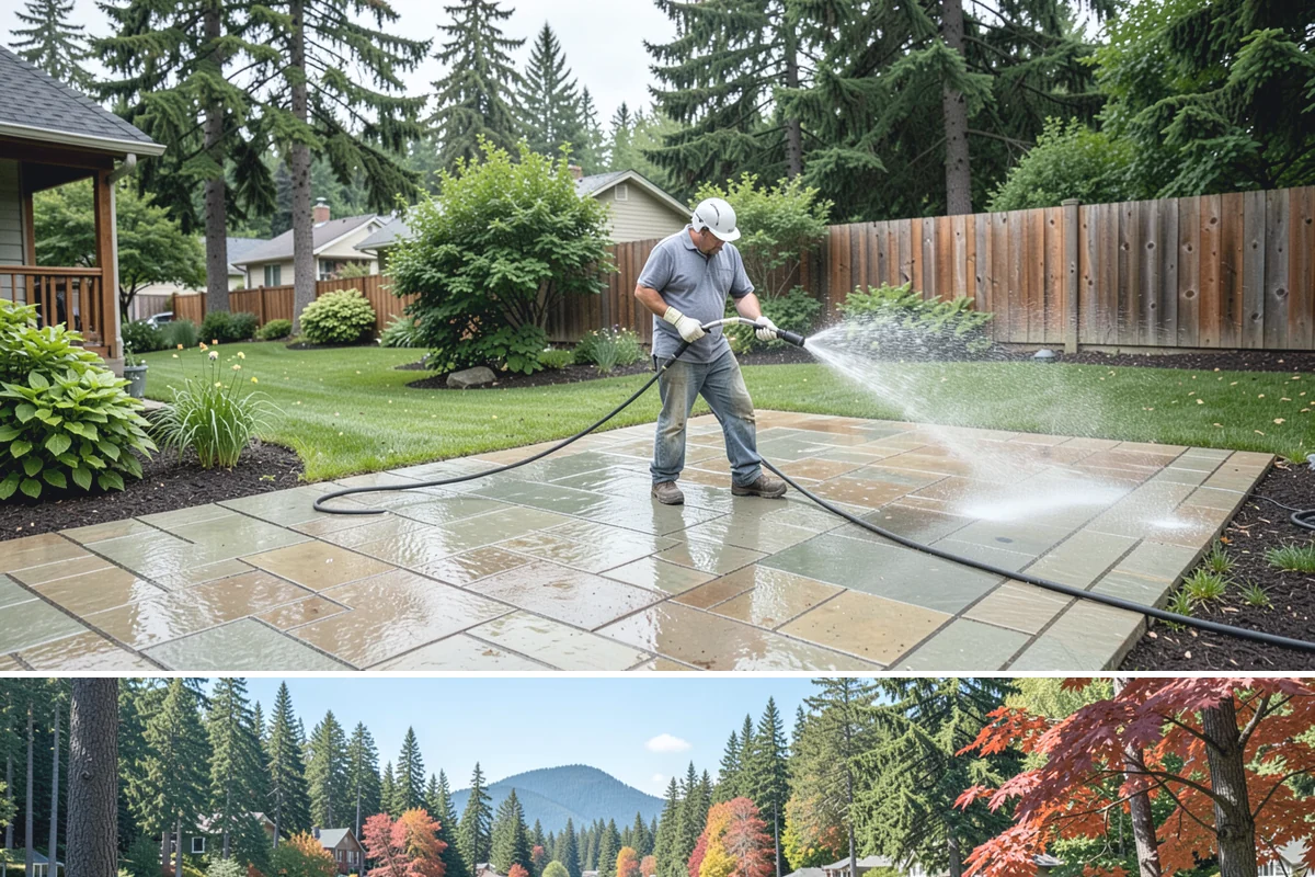 Gutter Face Cleaning in Covington, King County, WA - A spring face cleaning clears off the winter's accumulated film and pollen ahead of summer.