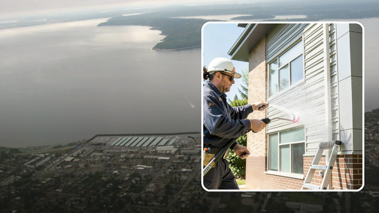 Gutter Face Cleaning in Des Moines, King County, WA - Straightforward cleaning of the visible gutter faces to clear grime, cobwebs, and organic film.