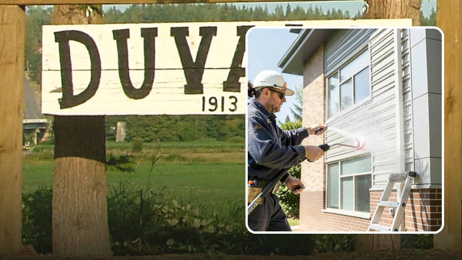 Gutter Face Cleaning in Duvall, King County, WA - Straightforward cleaning of the visible gutter faces to clear grime, cobwebs, and organic film.