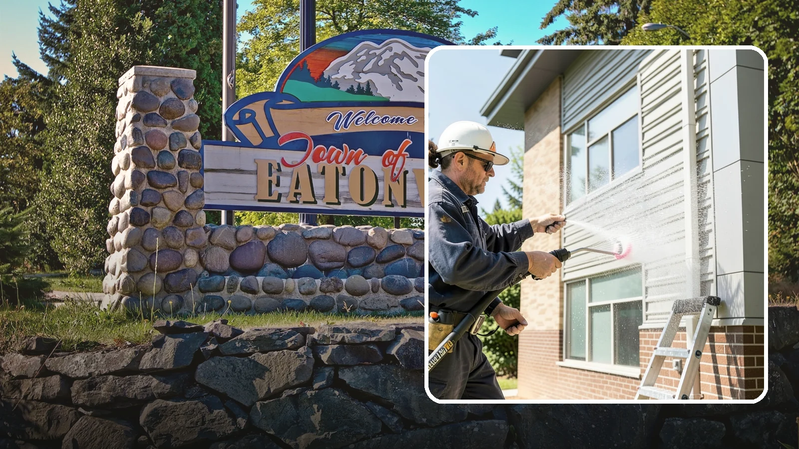 Gutter Face Cleaning in Eatonville, Pierce County, WA - Straightforward cleaning of the visible gutter faces to clear grime, cobwebs, and organic film.