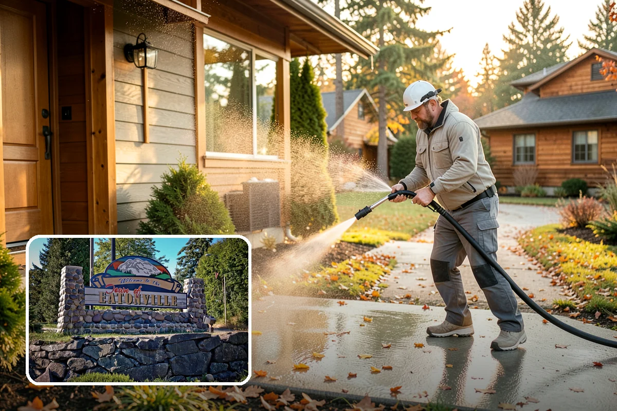 Gutter Face Cleaning in Eatonville, Pierce County, WA - Clears everyday grime, pollen, and green film from the faces