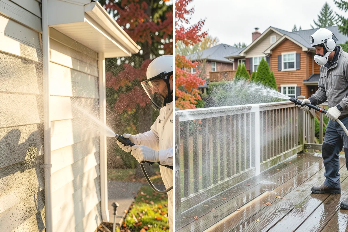 Gutter Face Cleaning in Edgewood, Pierce County, WA - Rinse the faces to knock down loose grime