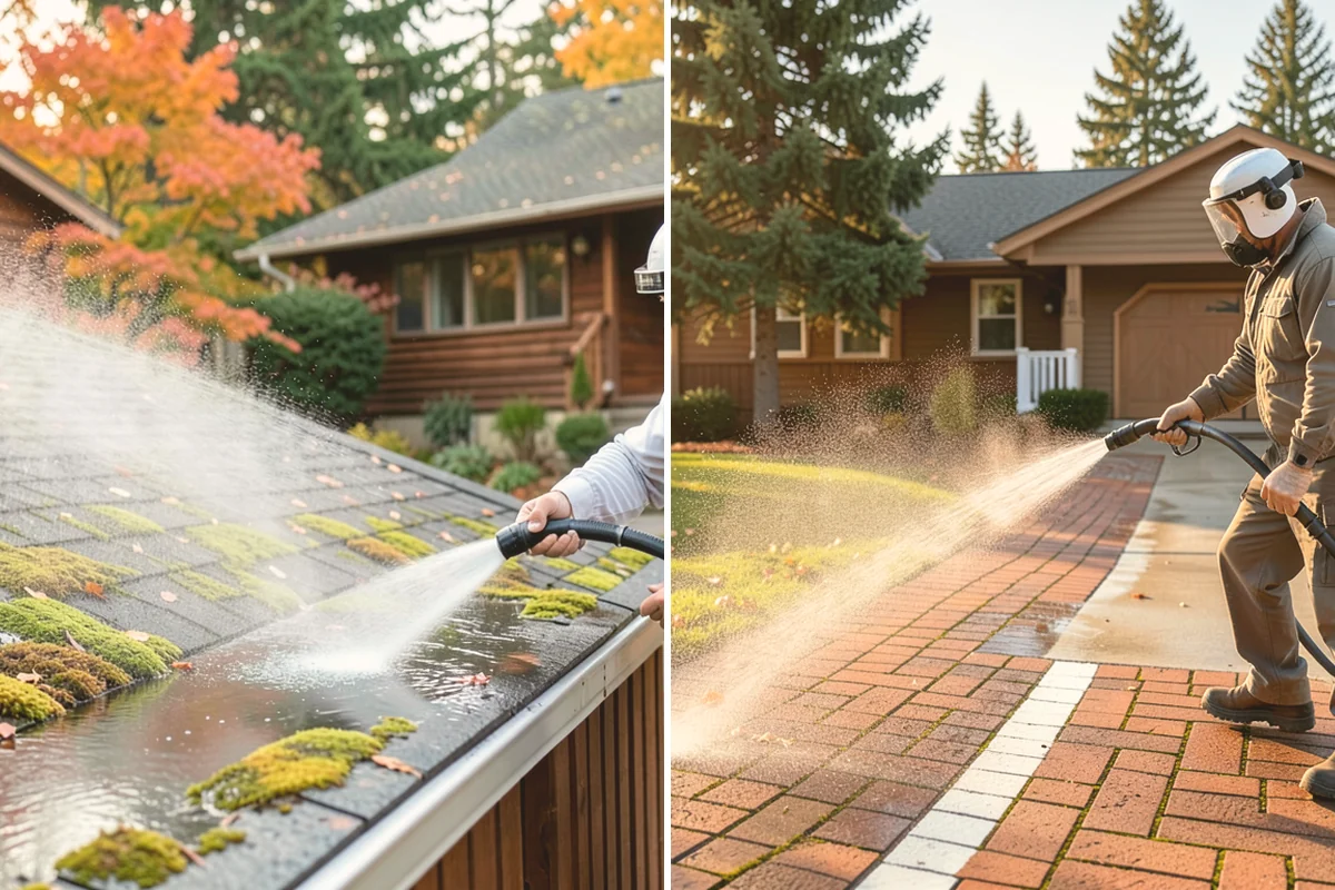 Gutter Face Cleaning in Edmonds, Snohomish County, WA - Rinse the faces to knock down loose grime
