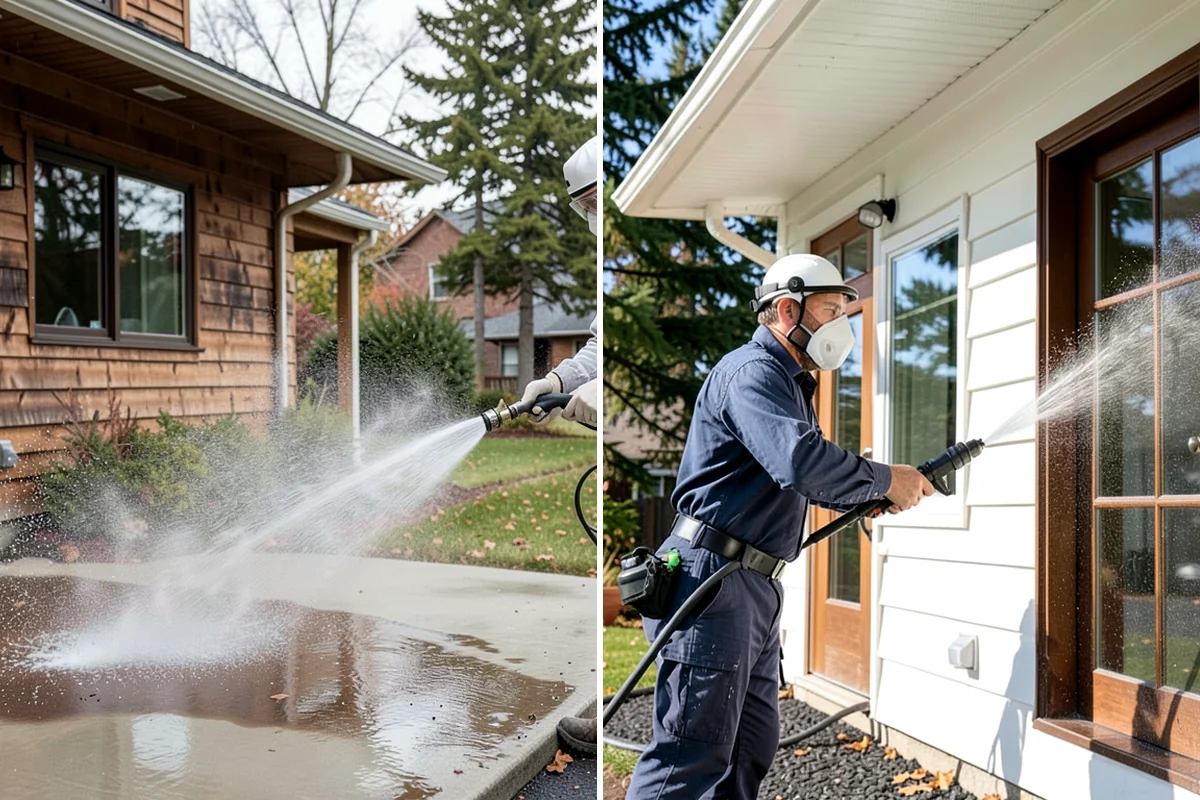 Gutter Face Cleaning in Everett, Snohomish County, WA - Rinse the faces to knock down loose grime