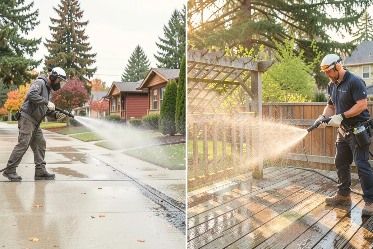 Gutter Face Cleaning in Fife, Pierce County, WA - Rinse the faces to knock down loose grime