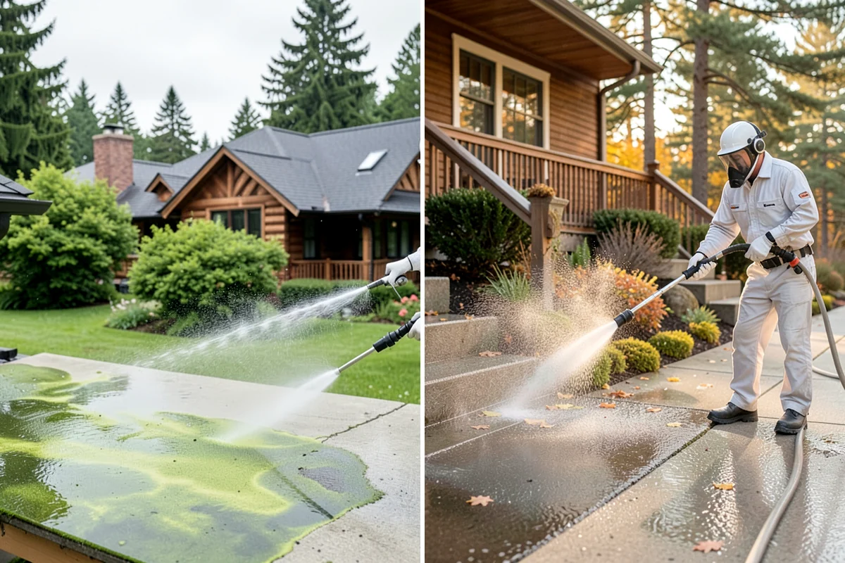 Gutter Face Cleaning in Fircrest, Pierce County, WA - Rinse the faces to knock down loose grime