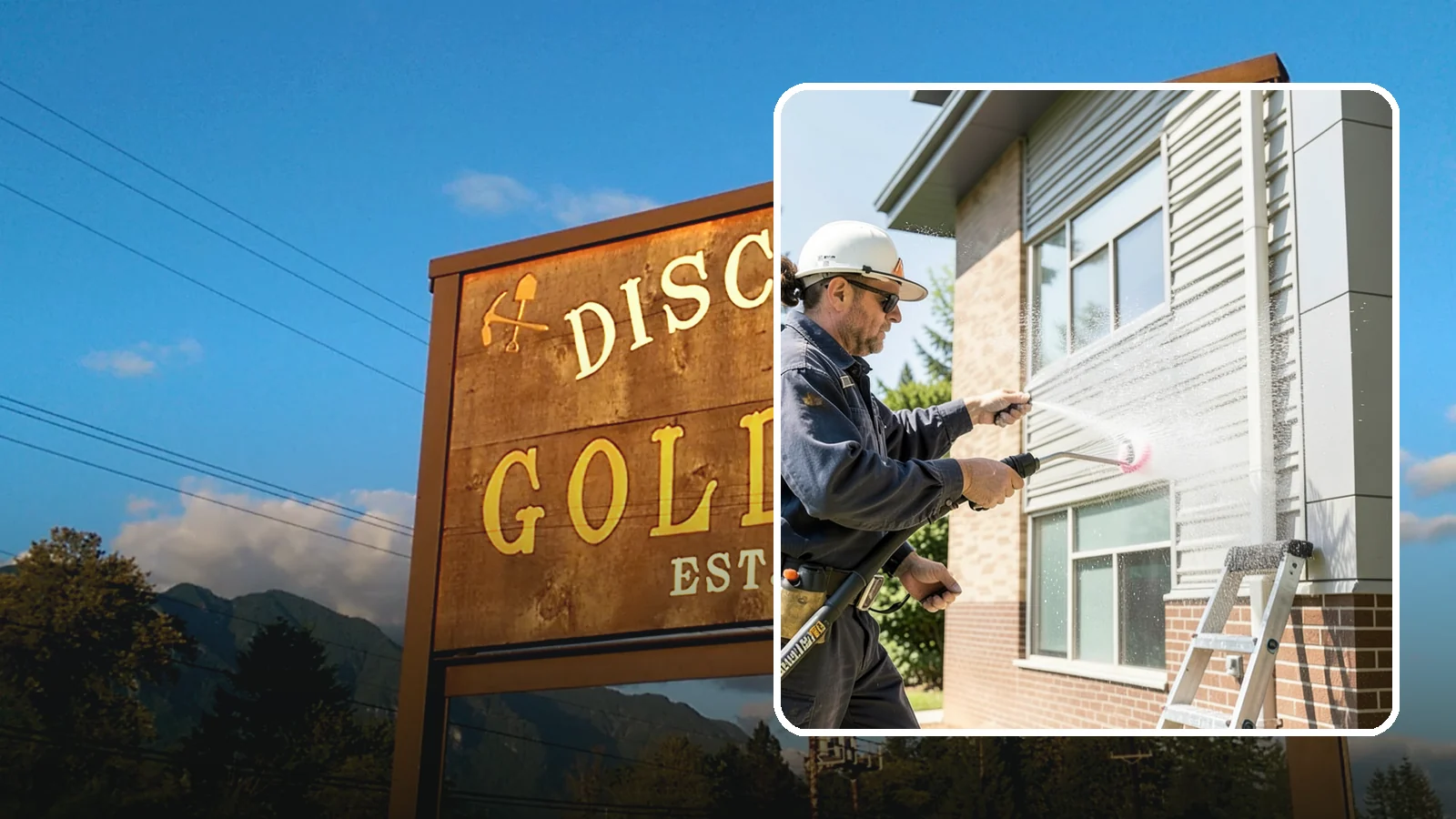 Gutter Face Cleaning in Gold Bar, Snohomish County, WA - Straightforward cleaning of the visible gutter faces to clear grime, cobwebs, and organic film.