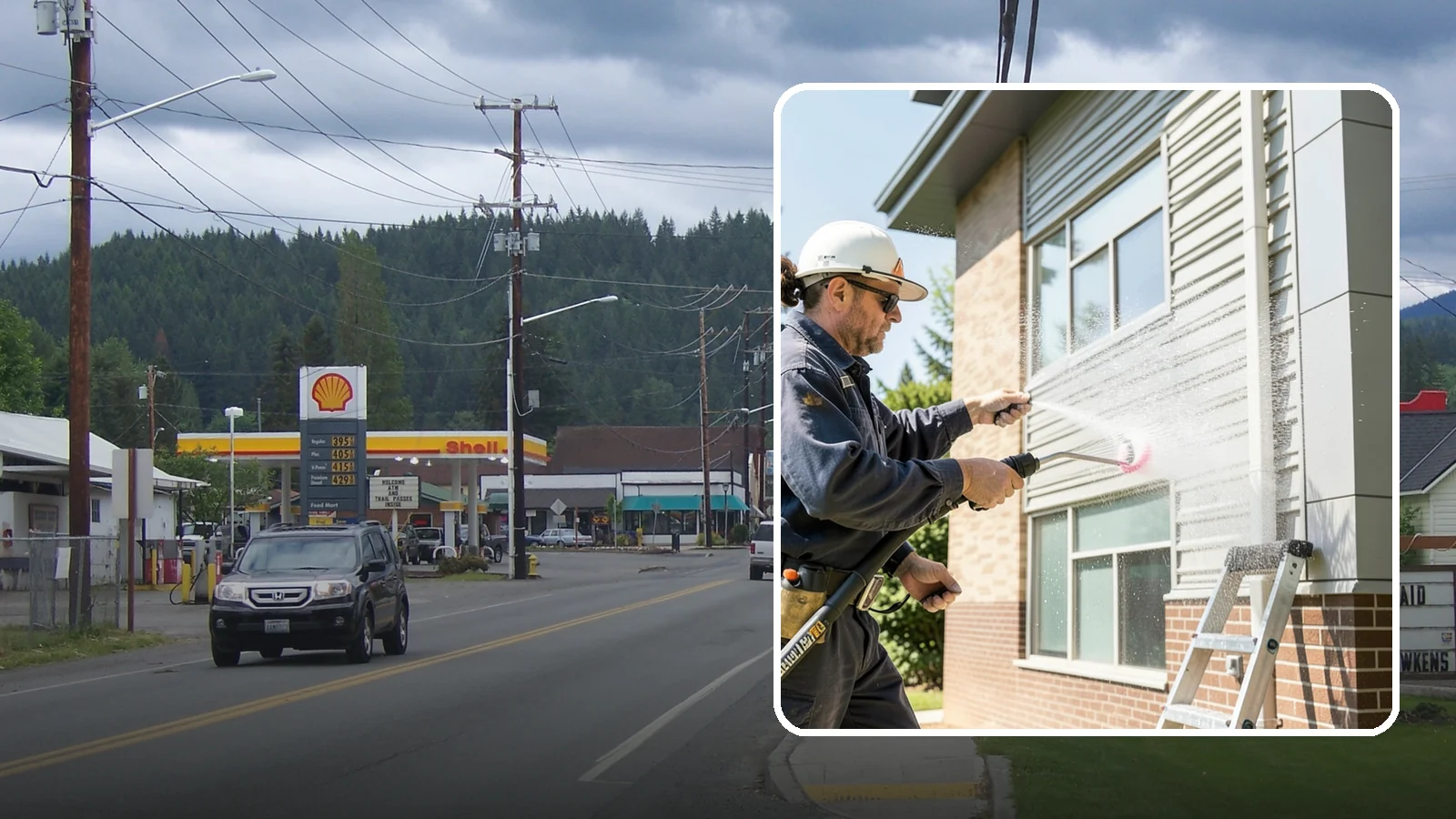 Gutter Face Cleaning in Granite Falls, Snohomish County, WA - Straightforward cleaning of the visible gutter faces to clear grime, cobwebs, and organic film.