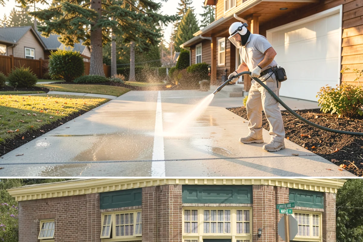 Gutter Face Cleaning in Hamilton, Skagit County, WA - A spring face cleaning clears off the winter's accumulated film and pollen ahead of summer.