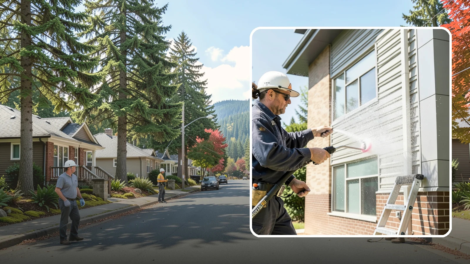 Gutter Face Cleaning in Hunts Point, King County, WA - Straightforward cleaning of the visible gutter faces to clear grime, cobwebs, and organic film.