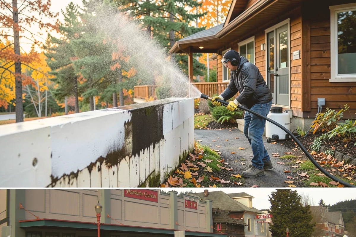 Gutter Face Cleaning in Issaquah, King County, WA - A spring face cleaning clears off the winter's accumulated film and pollen ahead of summer.