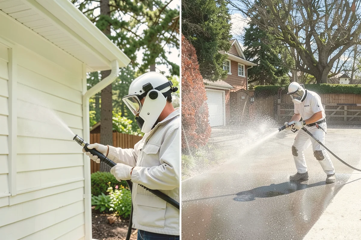 Gutter Face Cleaning in Kent, King County, WA - Rinse the faces to knock down loose grime