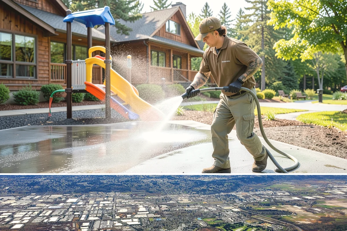 Gutter Face Cleaning in Kent, King County, WA - A spring face cleaning clears off the winter's accumulated film and pollen ahead of summer.