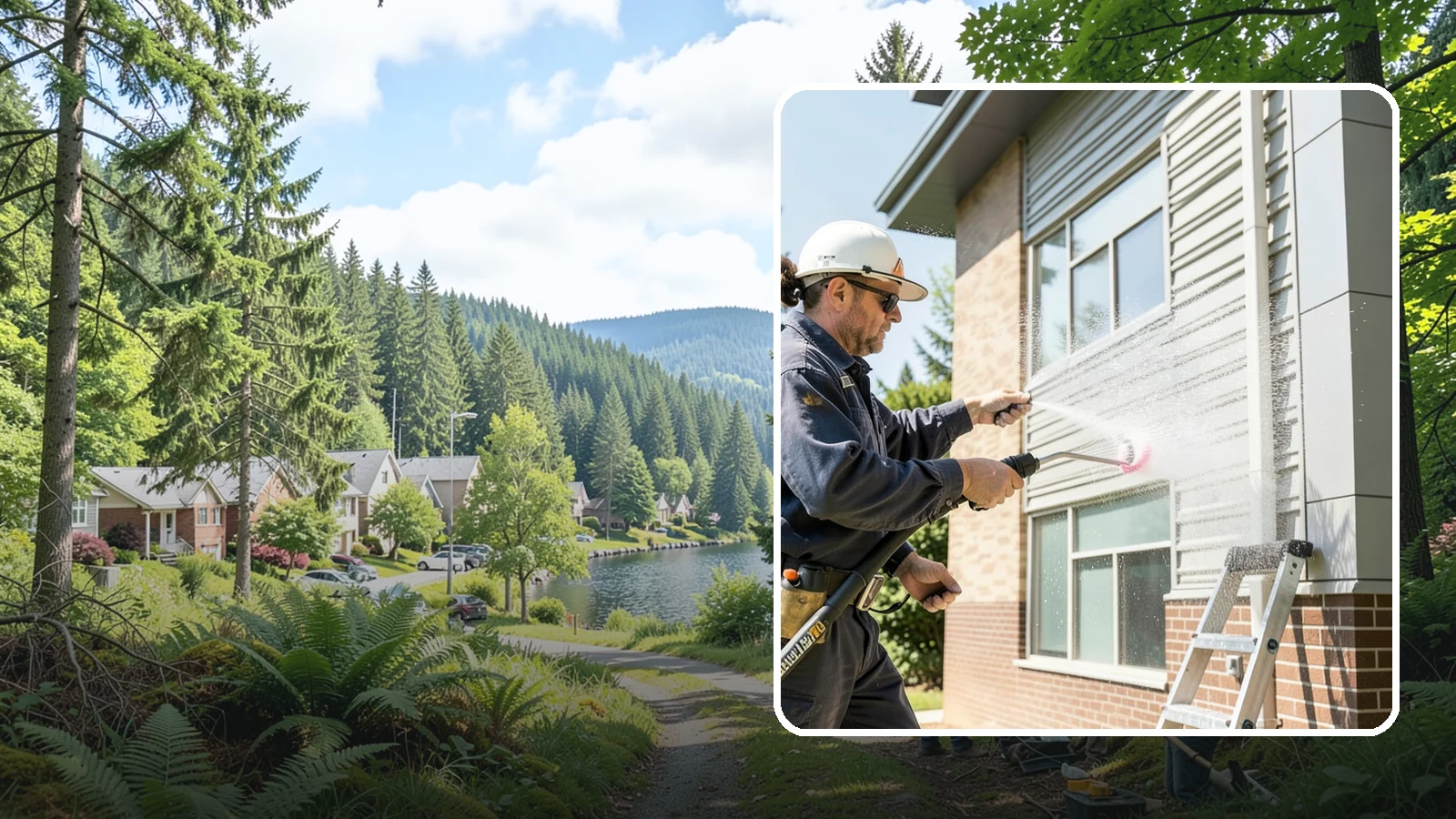 Gutter Face Cleaning in Lake Forest Park, King County, WA - Straightforward cleaning of the visible gutter faces to clear grime, cobwebs, and organic film.