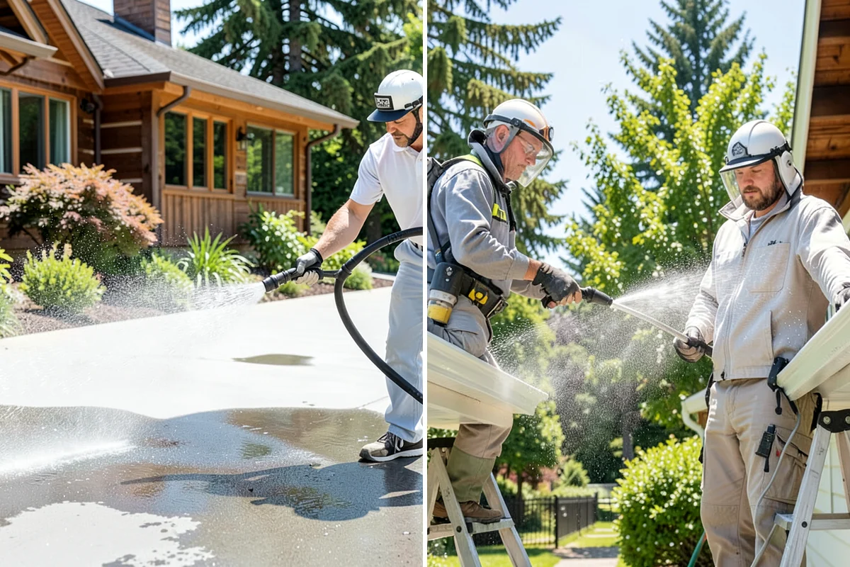 Gutter Face Cleaning in Lake Forest Park, King County, WA - Rinse the faces to knock down loose grime