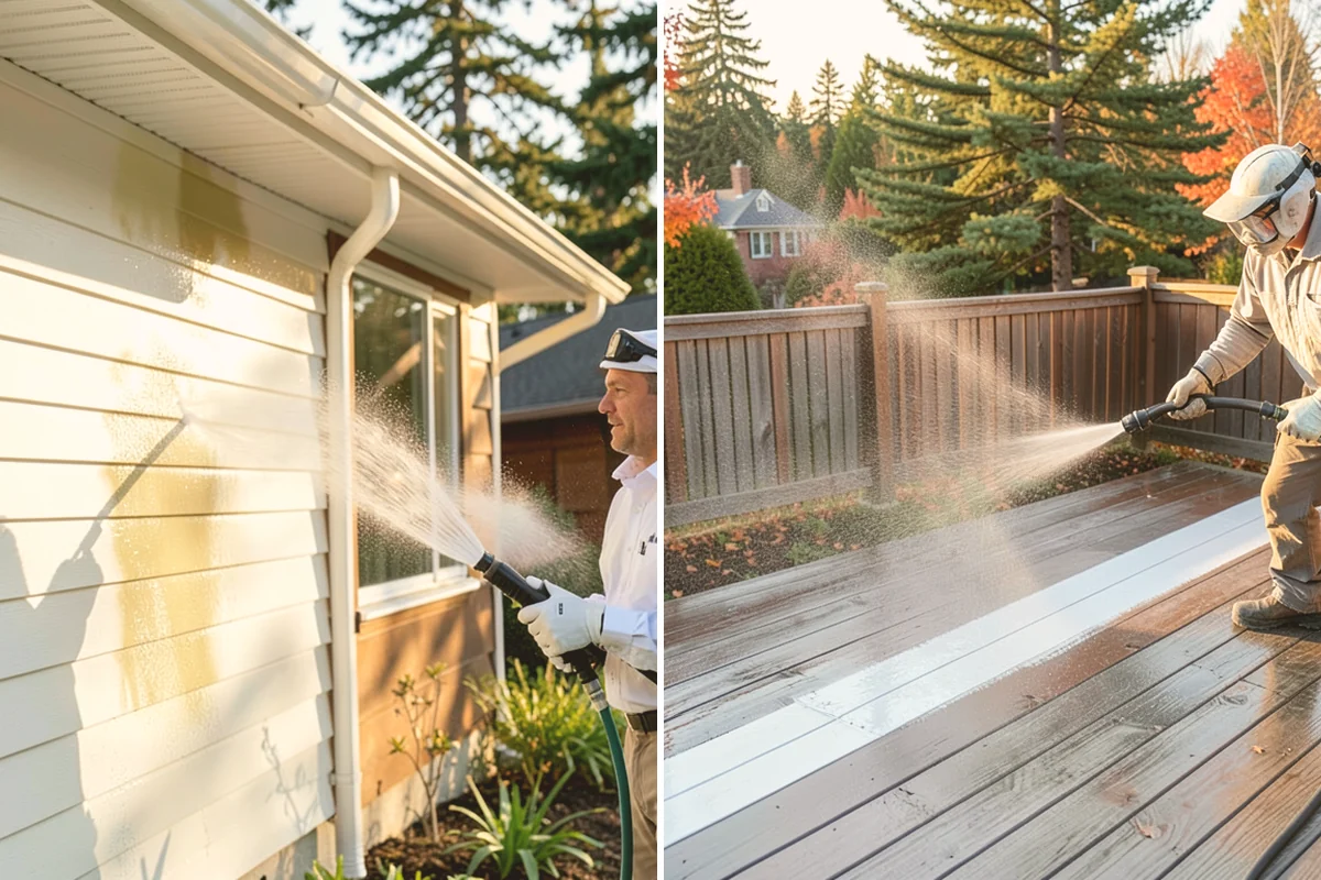Gutter Face Cleaning in Langley, Island County, WA - Rinse the faces to knock down loose grime