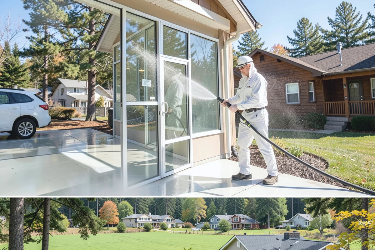 Gutter Face Cleaning in Lyman, Skagit County, WA - A spring face cleaning clears off the winter's accumulated film and pollen ahead of summer.