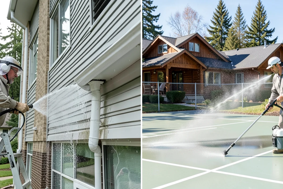 Gutter Face Cleaning in Maple Valley, King County, WA - Rinse the faces to knock down loose grime