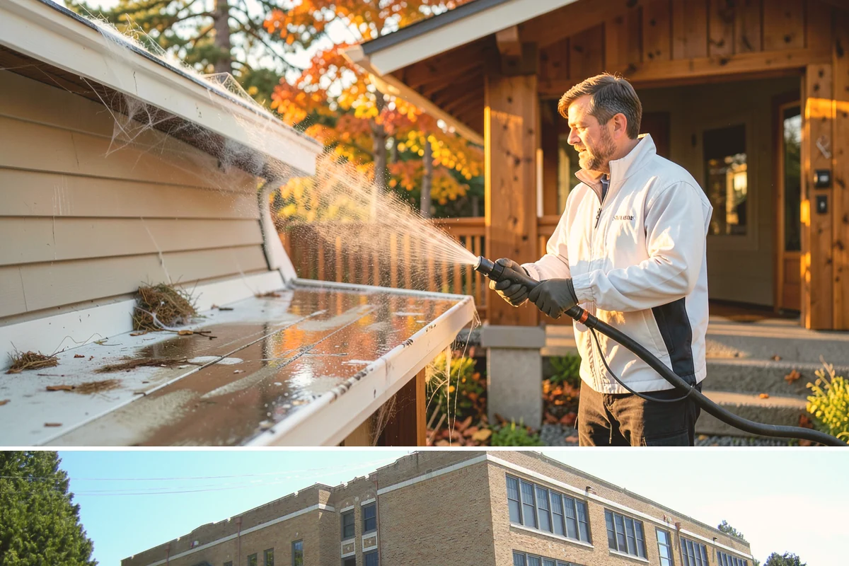 Gutter Face Cleaning in Maple Valley, King County, WA - A spring face cleaning clears off the winter's accumulated film and pollen ahead of summer.