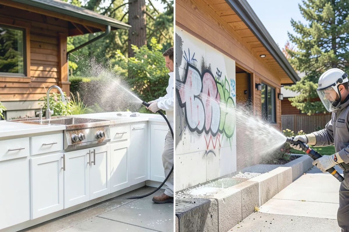 Gutter Face Cleaning in Marysville, Snohomish County, WA - Rinse the faces to knock down loose grime