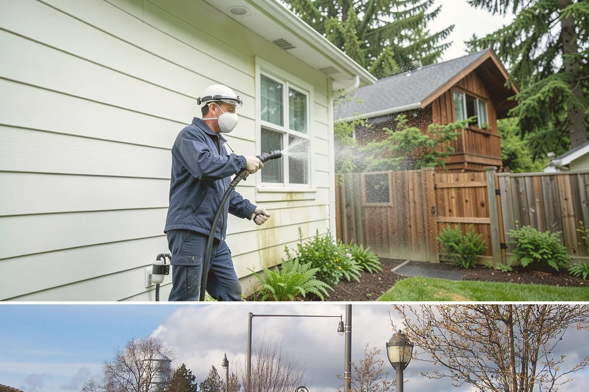 Gutter Face Cleaning in Marysville, Snohomish County, WA - A spring face cleaning clears off the winter's accumulated film and pollen ahead of summer.